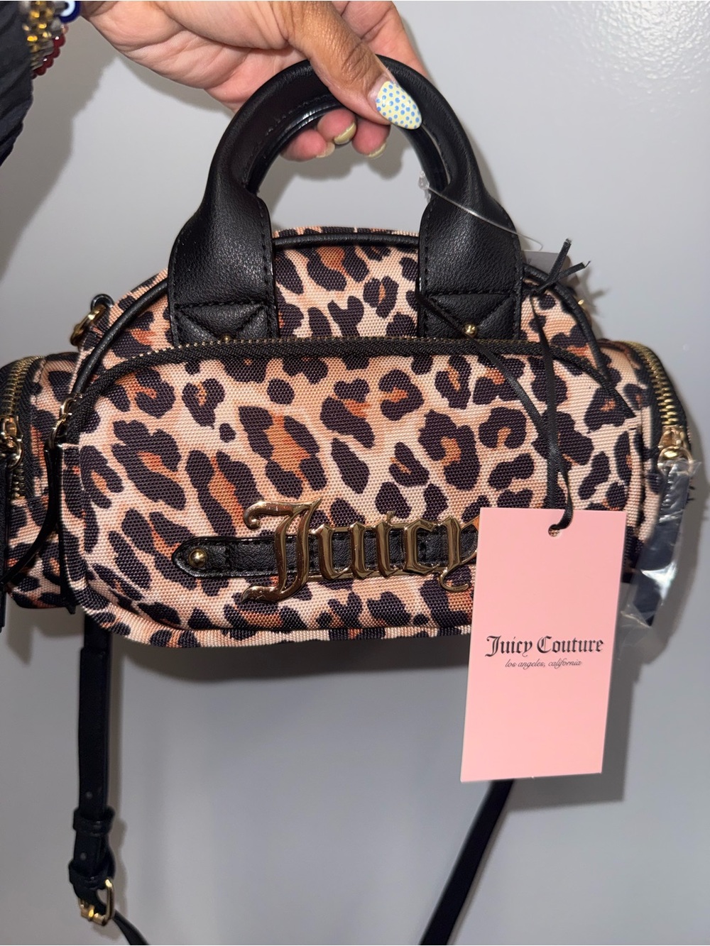 Juicy Couture leopard print Shopaholicncrossbody camera bag